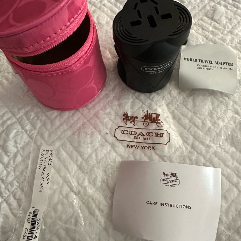 Coach World Travel Traveler Adapter with Hot Pink Case
